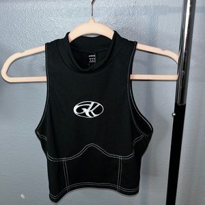 Graphic Black Crop Tank Top